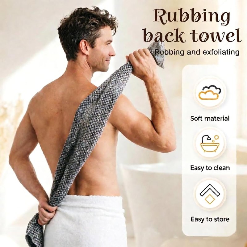 Exfoliating Body Scrubber, Back Scrubber for Shower, Japanese Exfoliating Washcloth Towel, Loofah Sponge Net Body Exfoliator for Men Women+Free Loofah Dish Towel (4Pcs Long Bath Towel)
