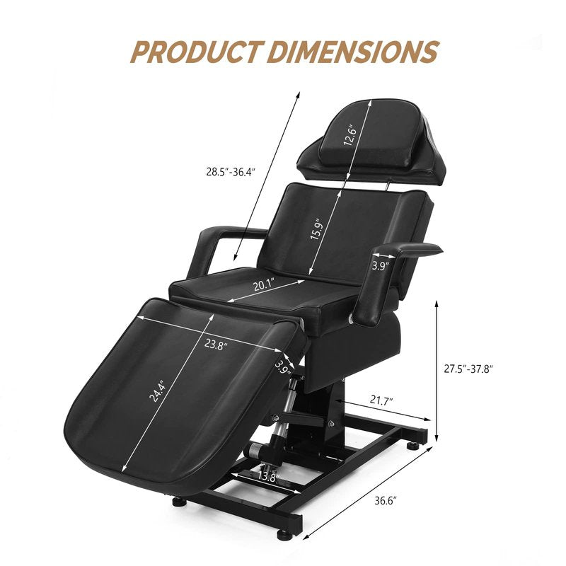 OmySalon Fully Electric Salon Facial Bed Chair, Multi-Purpose Massage Tattoo Lash Waxing Table, Height Backrest Footrest Adjustable, for Beauty Barber Spa, Black