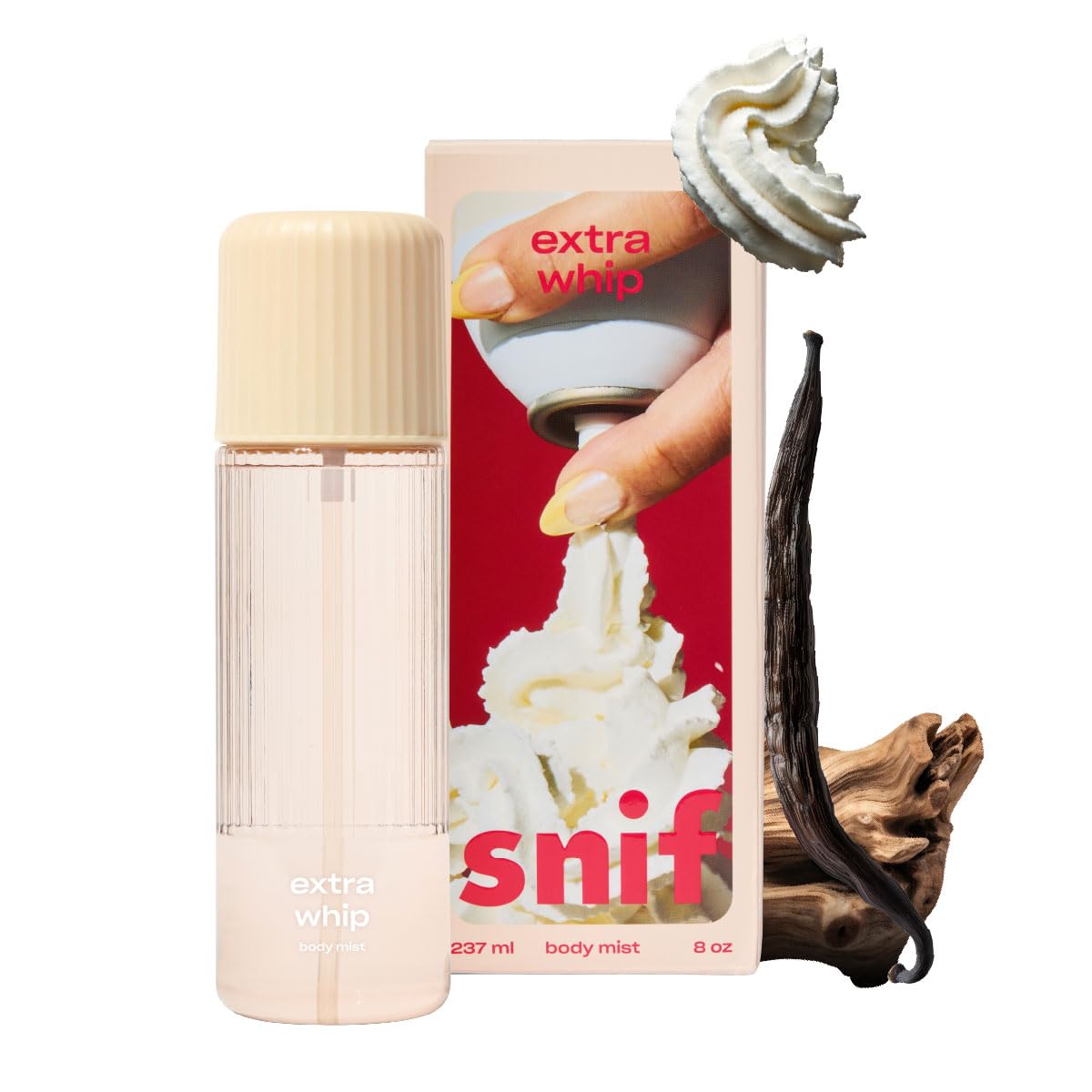 Snif Extra Whip Body Mist - Gourmand Vanilla Musk Fragrance for Body & Hair | 8oz, Vegan & Cruelty-Free