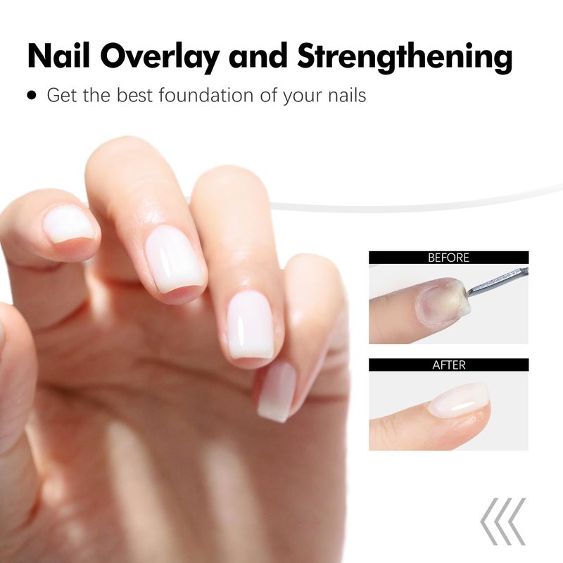 FZANEST Builder Gel for Nails, Milky White Gel Polish Rubber Base For Nails Strengthener Extension Apex Building Repair UV LED Color Base Nail Polish in Bottle