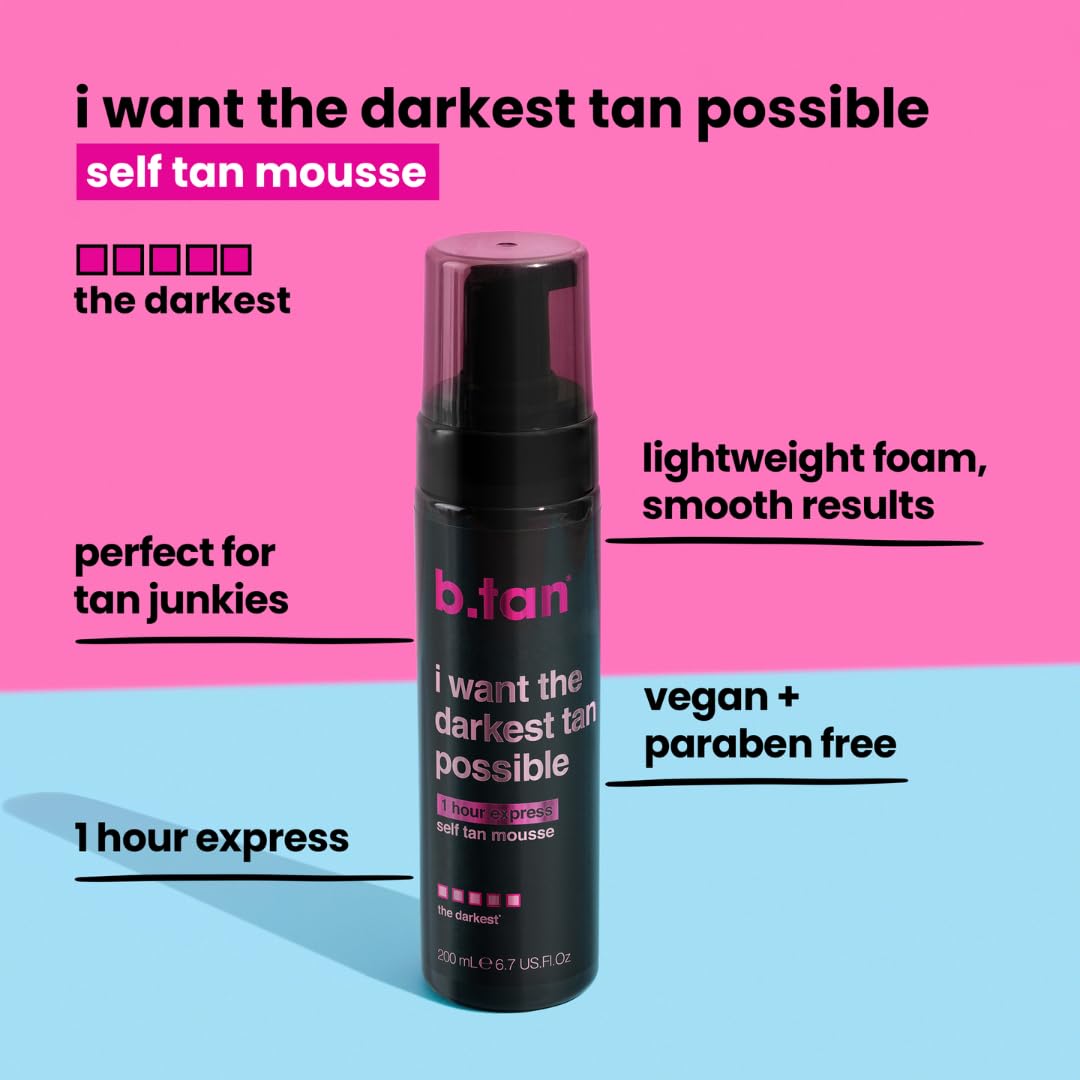 Ultra Dark Self Tanner Mousse - Fast 1 Hour Express Tanning Foam | Golden Bronzing Glow, Vegan & Cruelty-Free, 6.7 Fl Oz