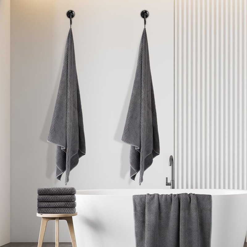HOMEXCEL 8 Piece Bath Towel Set, Microfiber Bathroom Towel - 2 Bath Towels, 2 Hand Towels, and 4 Wash Cloths, Super Soft, Highly Absorbent Towels for Bathroom, Gym, Hotel, and Spa (Grey)