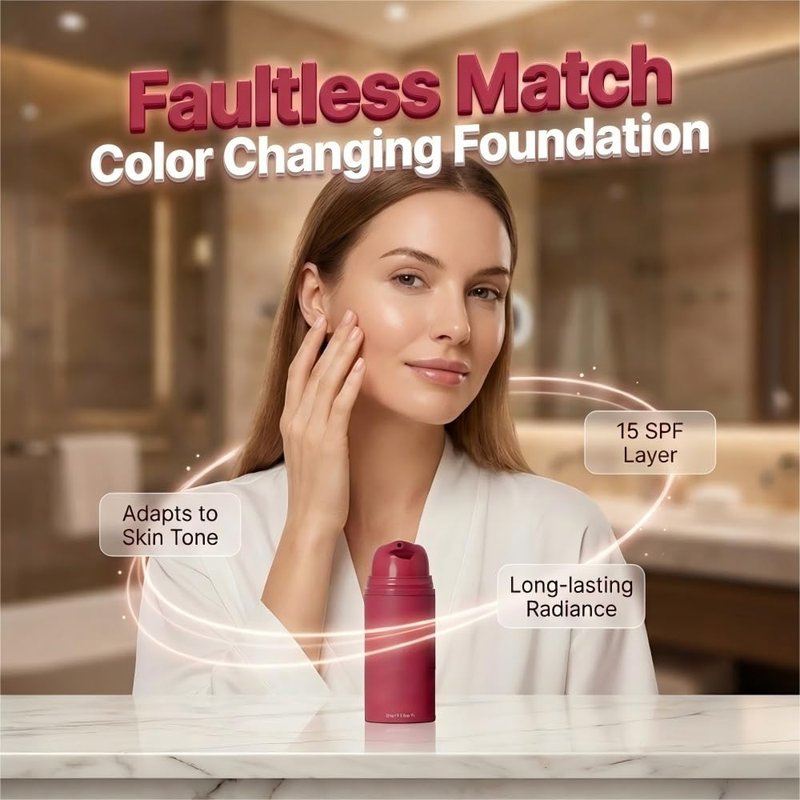 Color-Changing Foundation, 2026 New Skin Tone Adapting Liquid Foundation for Women, Automatically Adjusts Makeup Application, Concealing Fine Lines And Wrinkles, Moisturizing And Hydrating (2pcs)