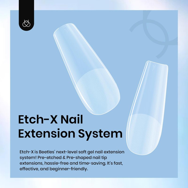 Beetles Gel Nail Tips 288 Pcs Medium Coffin Etch X Nail Tips 12 Sizes Half Matte Press On Nails Full Cover False Nails for Nail Extensions Friendly for Beginner Women