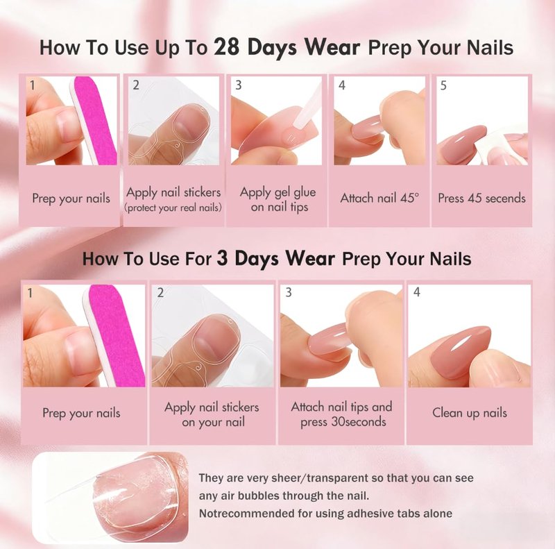Baby Pink Press On Nails Short Almond, Bright Pink Fake Nails with Glue, Neutral Glossy Stiletto Stick Glue on Nails Kit for Women, Reusable UV Finish Acrylic False Nail Set, 30 Pcs
