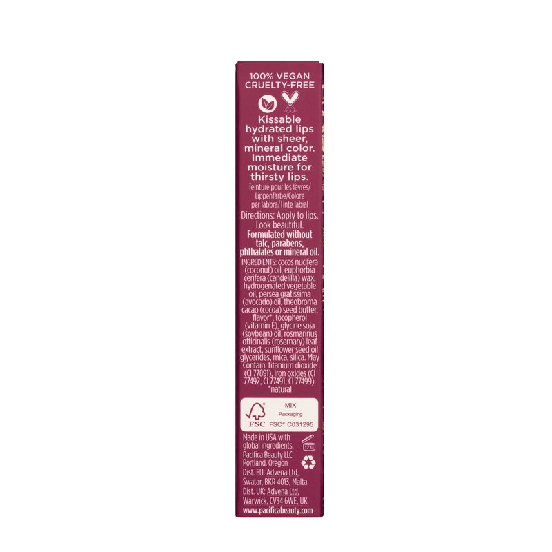 Pacifica Tinted Lip Balm – Color Quench Hydrating Flavored Lip Balm -Sugared Fig Flavor - Red Pink -w/Coconut Oil & Cocoa Butter Natural Clean Beauty Vegan & Cruelty-Free Dermatologist Tested