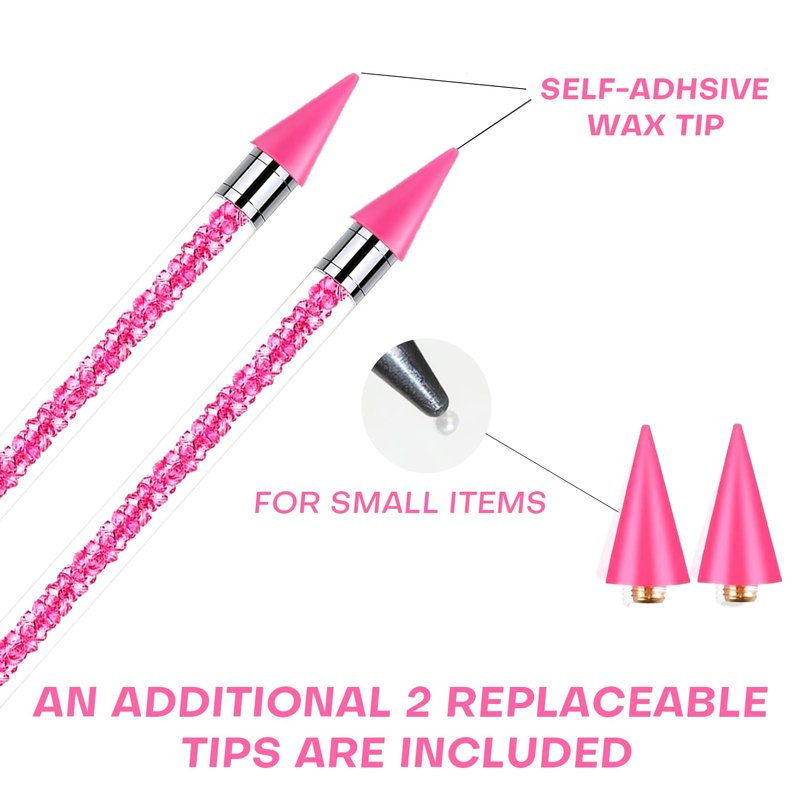 Rhinestone Picker Tool Set - Dual-Head Wax Pens with Tips & Tweezers | 2-Piece Nail Art Kit