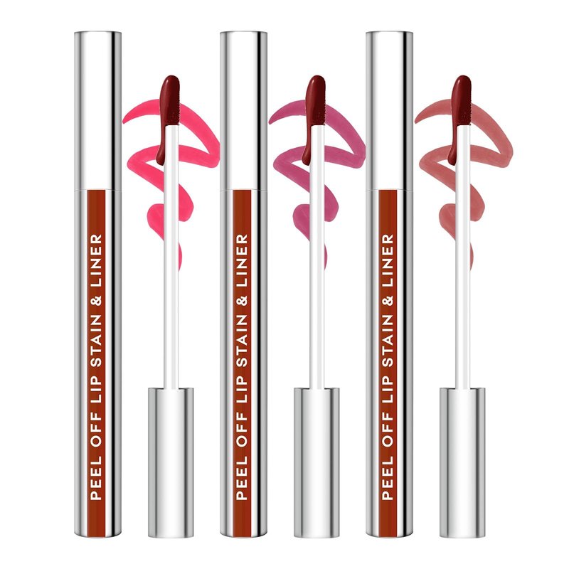 JUNECODE 3Pcs Lip Stain Peel Off Set, Peel Off lip Liner Stain Long Lasting Waterproof, Matte Lip Tattoo Tint Transfer Proof, Highly Pigmented Color Lip Makeup(#01+02+03)