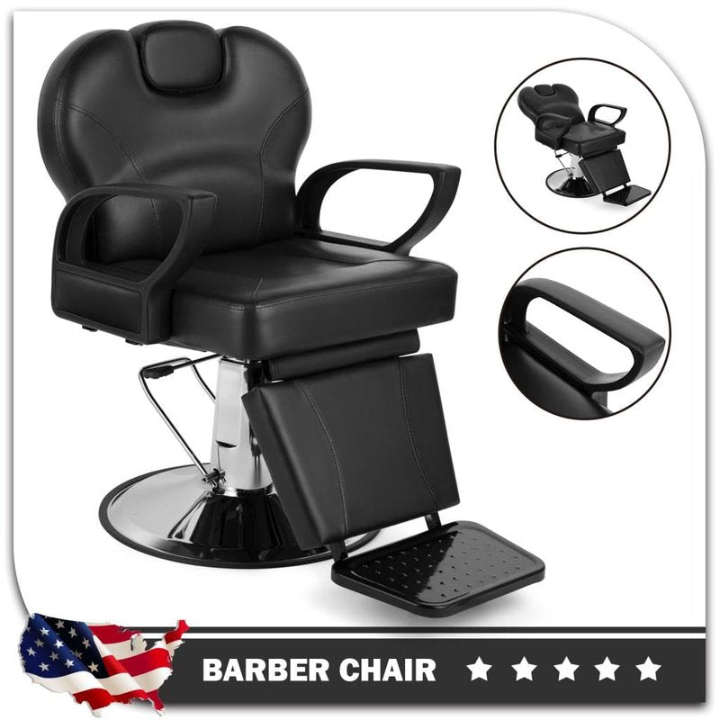 Artist hand Barber Chair Reclining Salon Chairs for Hair Stylist, Heavy Duty Stylist Hairdressing Shampoo Chair with Headrest and Footrest, 360 Degree Swivel, Spa Beauty Equipment, Black