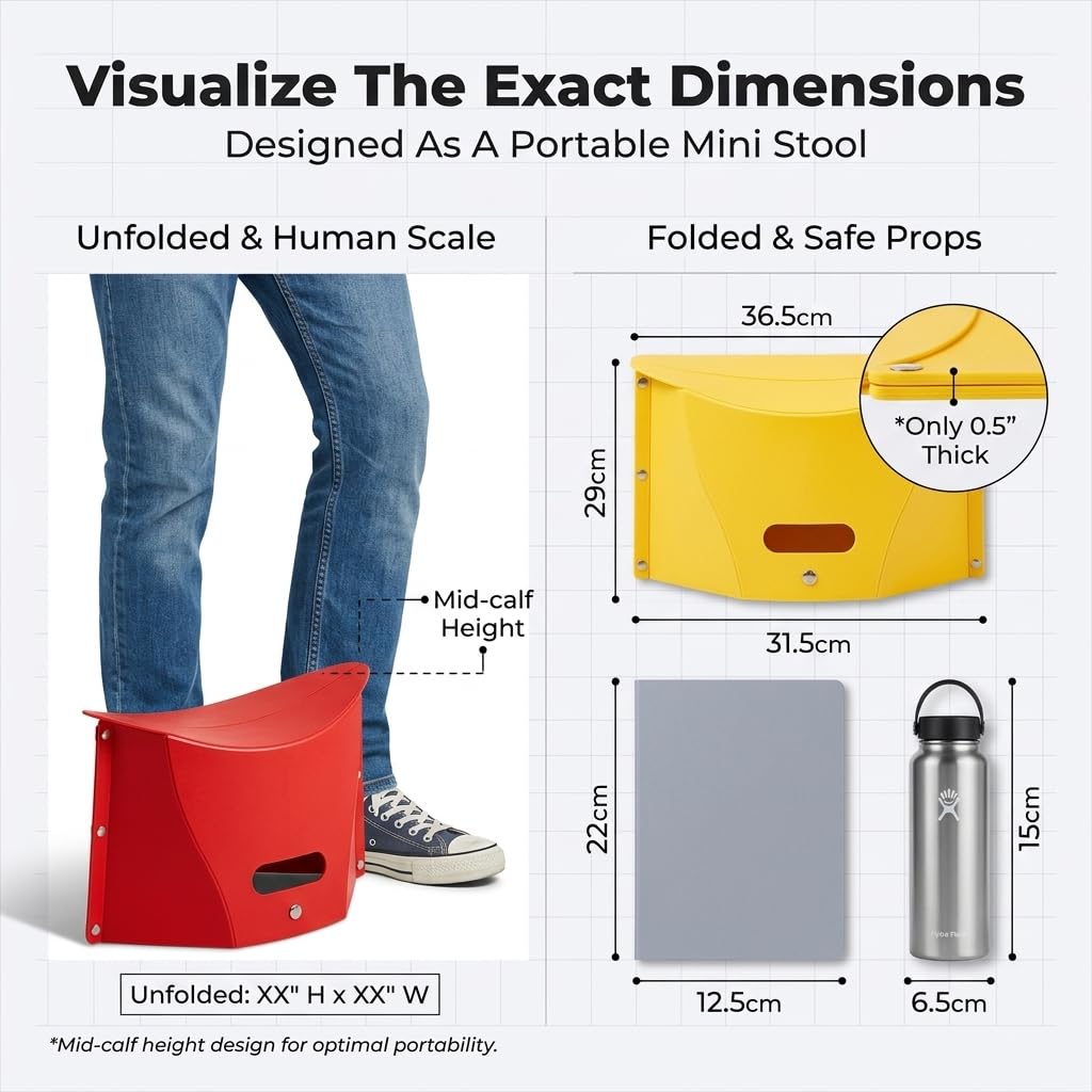 YUFNMKT 4 Pack Lightweight Folding Collapsible Portable Stool - Camping Hiking Stool, Pocket Chair, Hiking Accessories for Outdoor, Backpacking, Travel, Picnic, BBQ(Small)