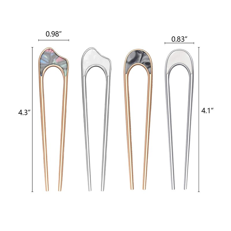 BTYMS 12 Pieces French Twist Hair Forks, Large U-Shaped Metal Hair Styling Pins for Long and Thick Hair, Curly Hair - 12 Count