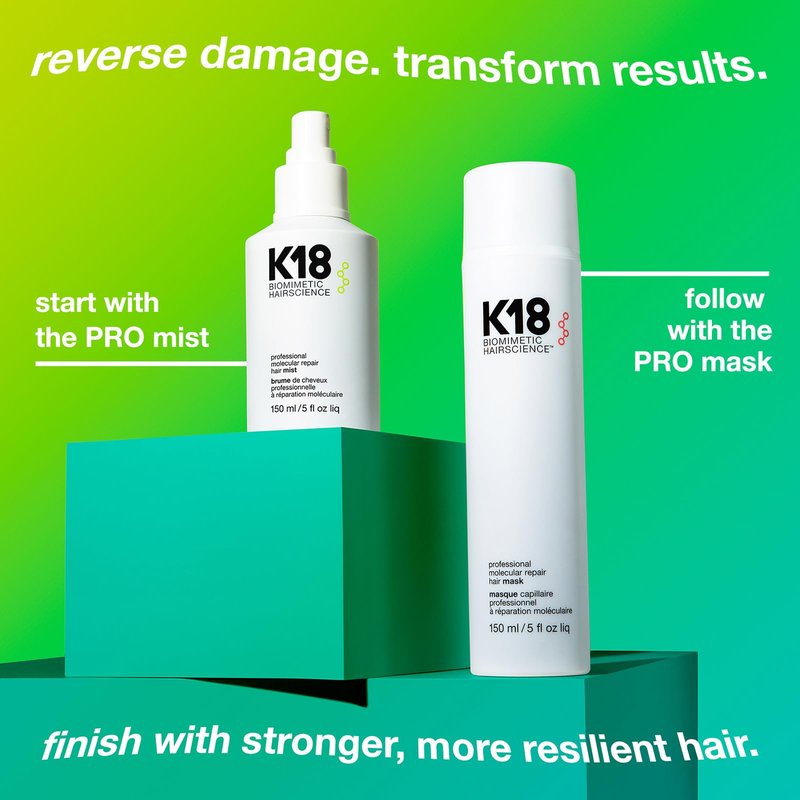 K18 Professional Molecular Repair Mist For Damaged Hair, Reverses Existing Damage From Bleach, Color, Chemical Services & Heat, 5.07 Fl Oz
