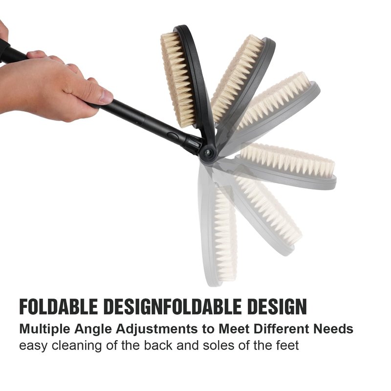 EASACE 3.0 Back Scrubber Brush for Shower, Soft and Stiff Bristles, Adjustable Head, Long Handle, Replacement Brush Head