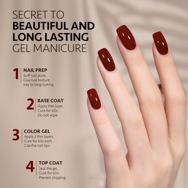 Red Gel Nail Polish - 16ml Soak Off UV Light Cure for DIY Manicure | 1008 Crimson Red