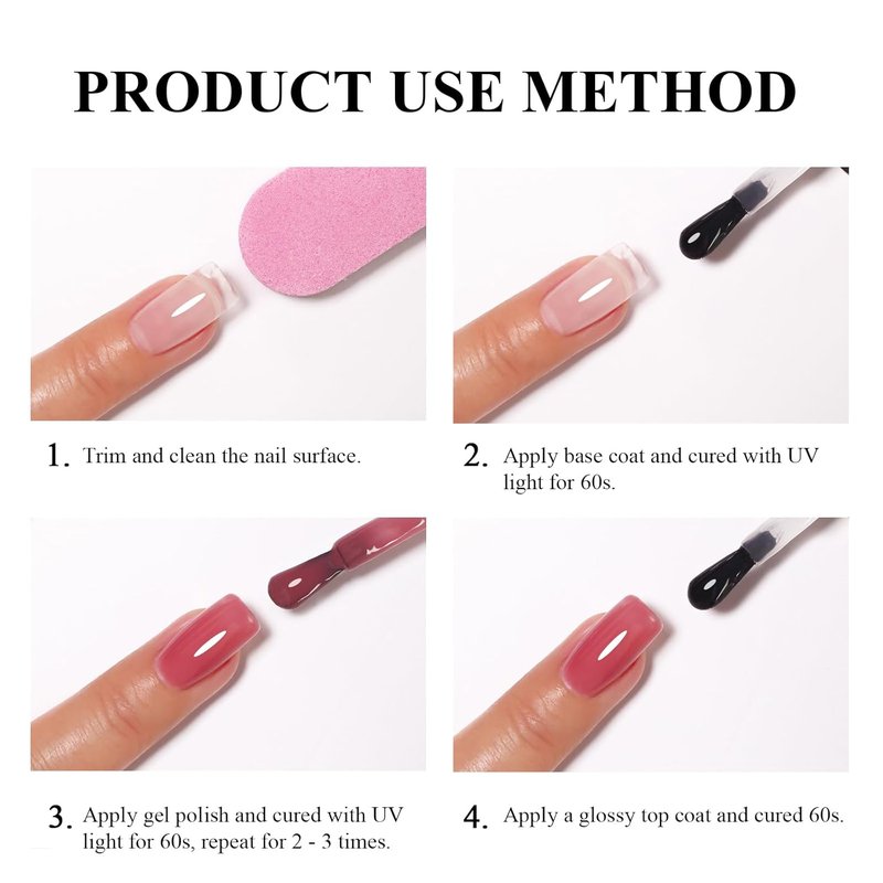 Skiennix 10ml Hema-Free Pink Gel Nail Polish Set - 6 Vibrant Colors for Salon-Quality DIY Manicures