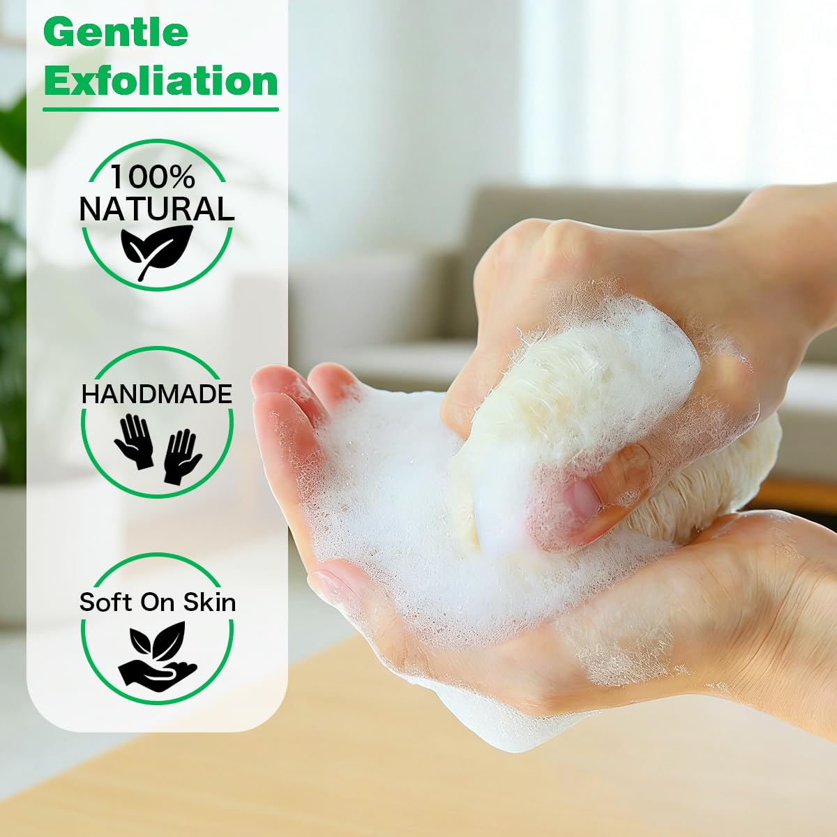 pisdoplop Natural Loofah Exfoliating Body Sponge Scrubber, Plant-Based Organic Loofa Luffa for Men & Women Skin Care Bath Shower Cleaning Back & Face, Natural Sponges for Dishes, Pack of 4