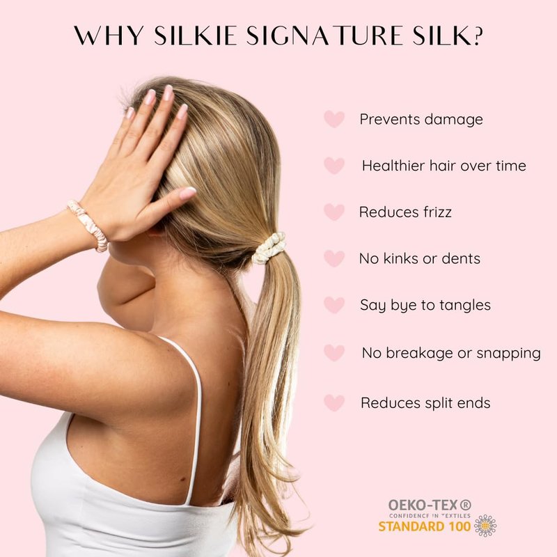 Silkie 100% Pure Mulberry Silk Scrunchies Set - 4 Colors with Travel Pouch | No Damage Hair Ties