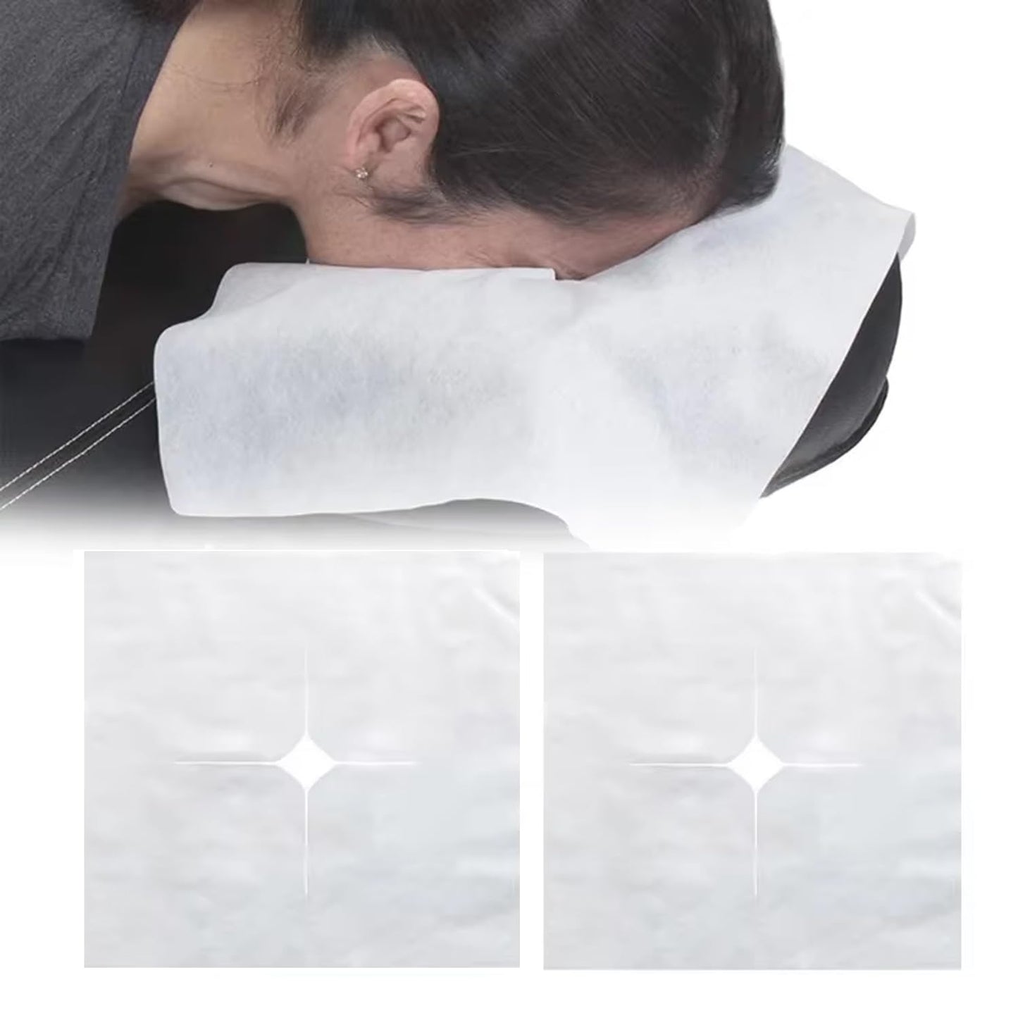UtySty 100 Pack Disposable Face Down Pillow Cover Disposable Face Cradle Covers Ultra Soft Non-Sticking Massage Bed Headrest Covers for Massage Table Lash Bed Spa Bed Beauty Tattoo Therapy Table