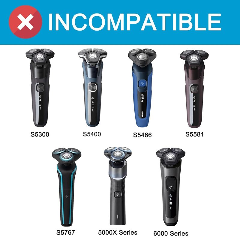 SH50 Replacement Blades Compatible with Philips Aquatec Shaver, 5000 Shavers Series, 6-pc Blades with Retaining Rings
