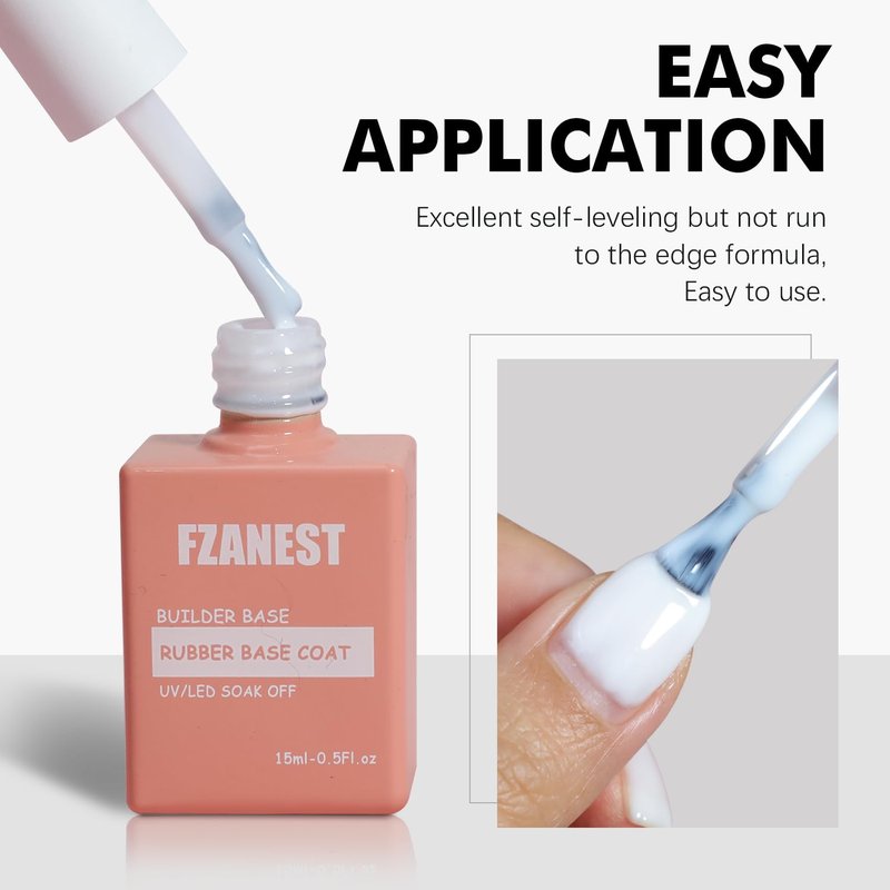 FZANEST Builder Gel for Nails, Milky White Gel Polish Rubber Base For Nails Strengthener Extension Apex Building Repair UV LED Color Base Nail Polish in Bottle