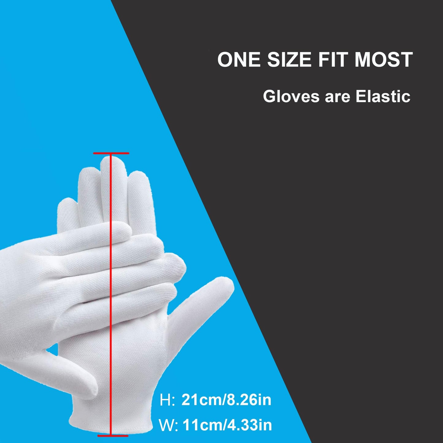 White Cotton Glove 24 Pieces, Washable Cotton Glove Eczema, Spa Moisturizing Glove for Sleeping, One Size Fit Most Overnight Moisturizing Glove, Not Suitable for Large Male Hands (12 Pairs)