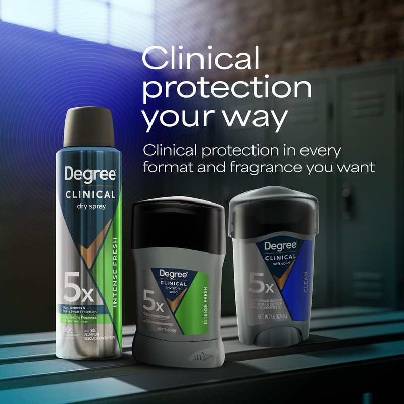 Degree Men Antiperspirant Deodorant Clean 72-Hour Sweat & Odor Protection Prescription-Strength Antiperspirant For Men with MotionSense Technology 1.7 oz