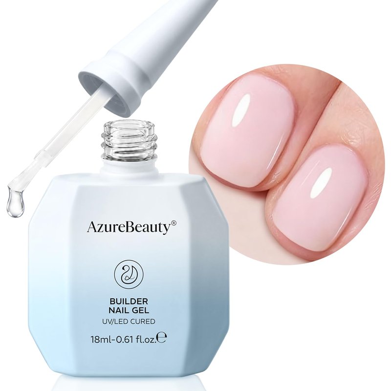 AzureBeauty Builder Gel for Nails, 18ml 7-in-1 Nude Pink Builder Gel,Beginner Friendly, 30-Day Nail Strengthener Extension Glue, For Home Salon DIY & Gifts