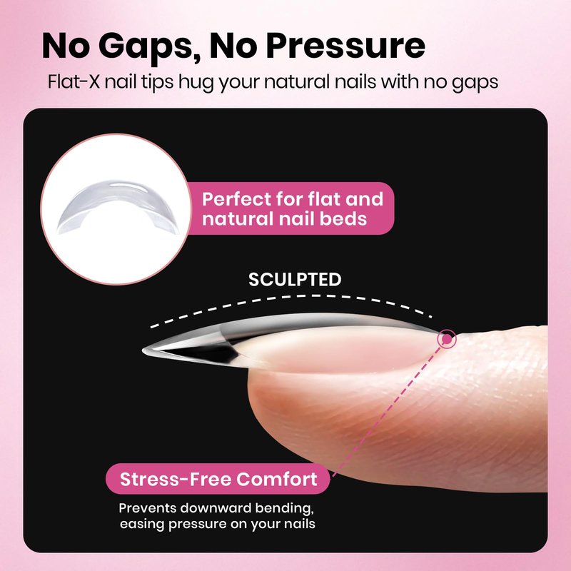 Beetles Medium Almond Nail Tips, 320pcs 16 Sizes(00-14), Pre-Etched Half-Matte Full Cover Soft Gel Nail Tips Flat-X, Clear Press On Fake Nails Acrylic, Easy DIY Nail Extension Salon Gift for Women
