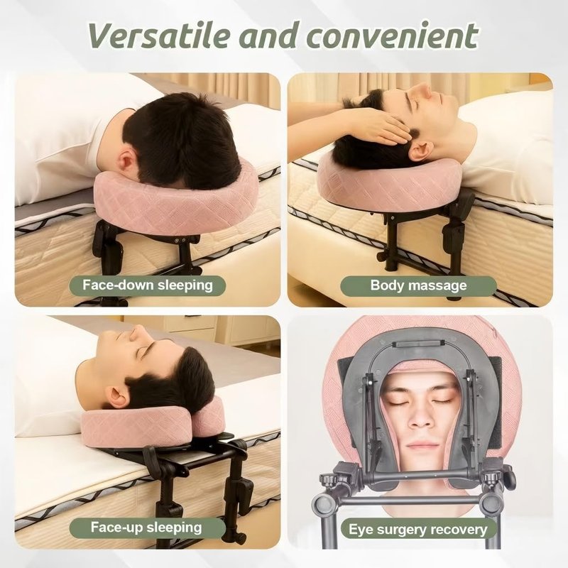 Cxgros Massage Headrest for Bed, Adjustable Massage Face Cradle at Home, Portable Massage Table Kit for Sleeping Mattress, Face Down Pillow After Eye Surgery (Pink Basic Set)
