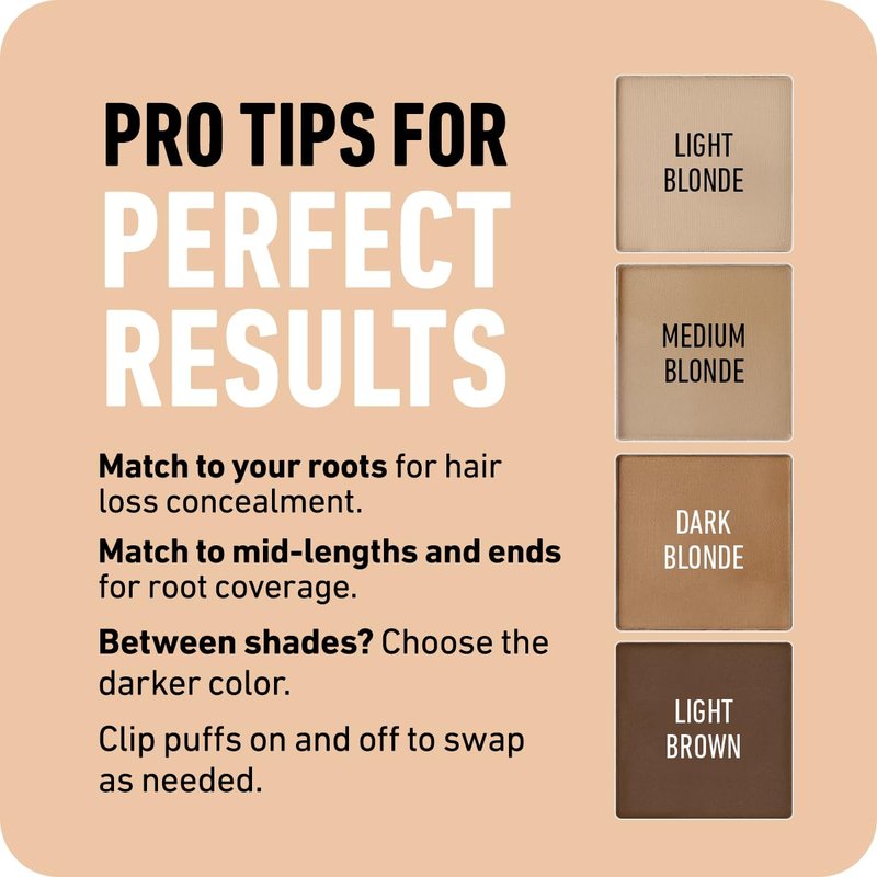 BOLDIFY Hairline Powder Color Sample Kit - Water-Resistant Root Touch Up Hair Color for Gray Coverage - 24-Hour Stain-Proof, Mess-Free Hair Powder for Thinning Hair - Darker Blondes