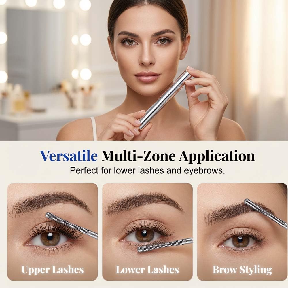 Waterproof Iron Mascara for 3D Curling, 2026 Ultra-Fine Metal Wand Tubing Mascara with Fibers, Extreme Lengthening & Volumizing, Smudge-Proof No Flaking Eyelash Extension (1pcs)