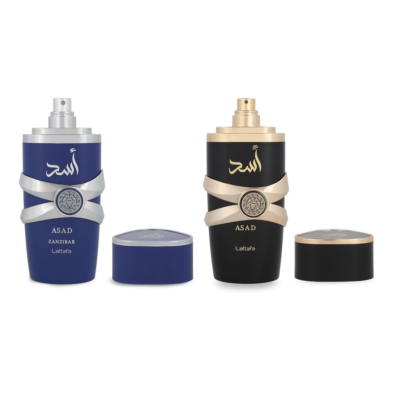 Lattafa Asad Eau de Parfum Gift Set for Men - Spicy, Woody, Amber | 2 x 3.4 oz Sprays