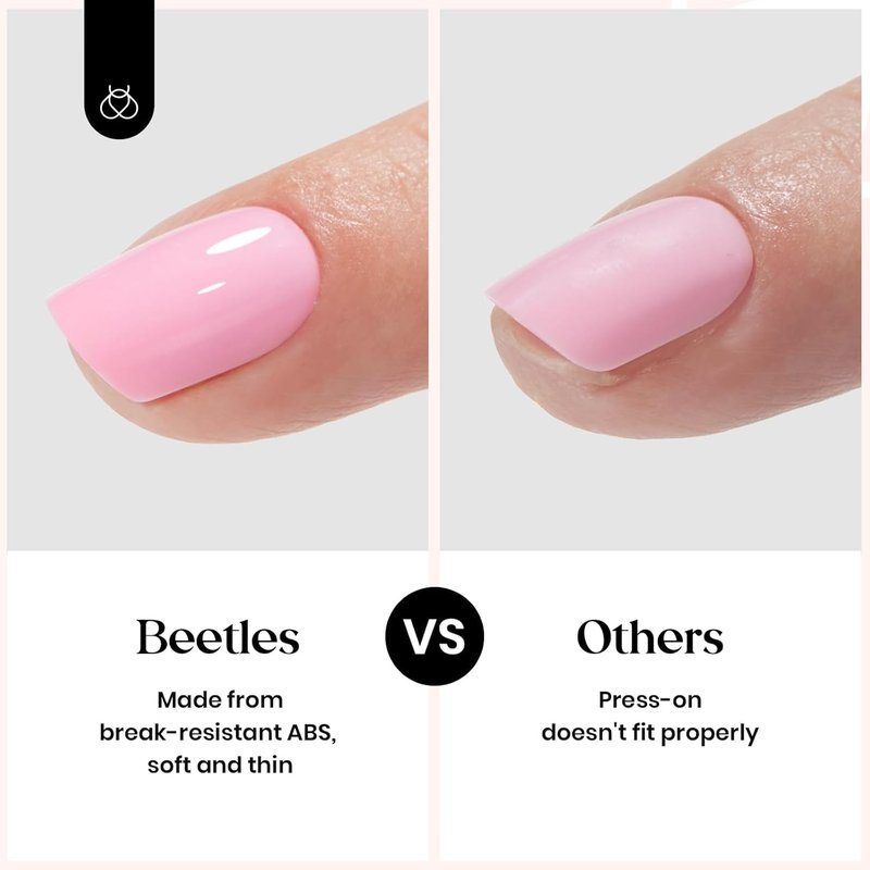 Beetles Press On Nails Kit - 720 Pcs in 24 Colors | Short Almond Glossy & Matte Finish with Glue & Stickers