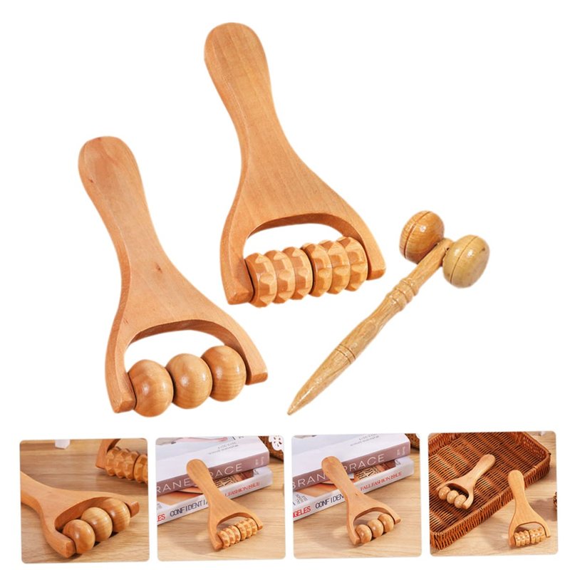 GLEAVI 3pcs Massage Hand Roller ：Massagers for Neck Wooden Massager Tool Massage Stick Roller Compact Shoulder Massager Rolling Foot Massager Facial Massager for Face and Neck