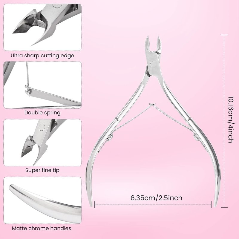 Cuticle Trimmer - Professional Stainless Steel Cuticle Nippers & Clippers for Manicure & Pedicure | Silver