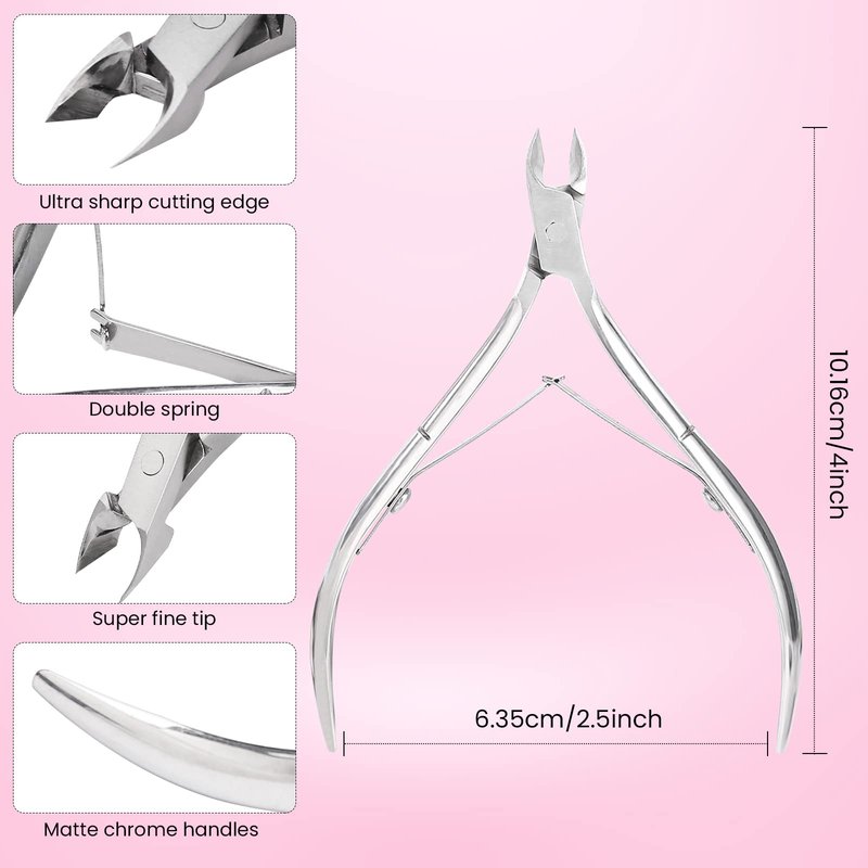 Cuticle Trimmer Cuticle Nippers,Professional Stainless Steel Cuticle Cutter Cuticle Clippers Cuticle Remover,Pedicure Manicure Tools for Fingernails and Toenails(Silver)