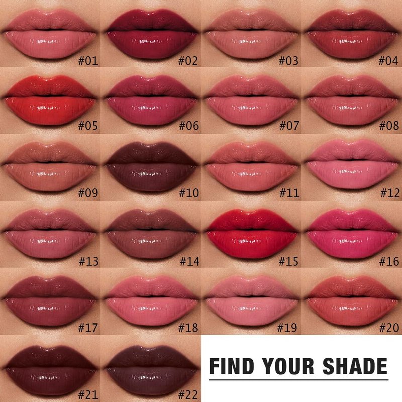 evpct Wine Red Shiny Longwear No-Budge Liquid Lip Color Lipstick Makeup, Highly Pigmented Color Instant Shine, Waterproof Long Lasting Lipstick for Women, Lip Stain Gloss with Lip Liner Brush, 02#