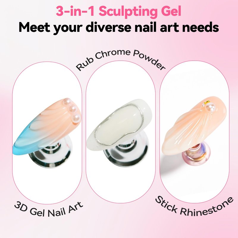 Makartt 3D Gel Nail Art - 30g Sculpting Gel Glue for Drawing, Molding, Sculpture, Gems & Decoration, Clear No-Wipe Gels Polish for DIY Nail Designs