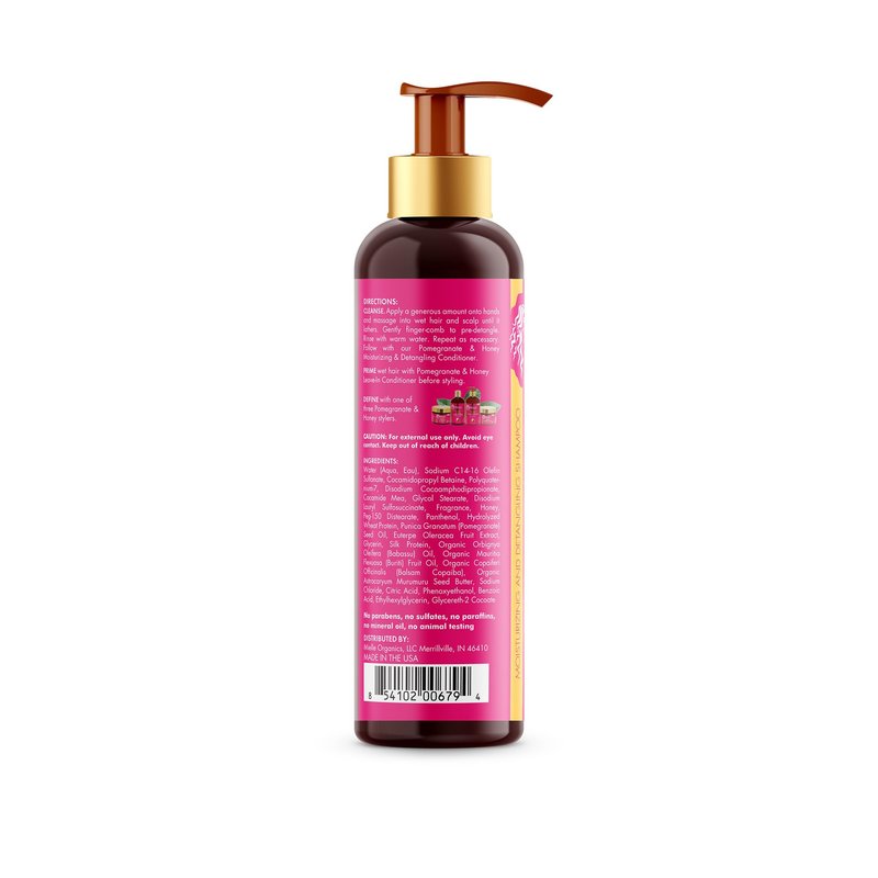 Mielle Organics Pomegranate & Honey Detangling & Moisturizing Shampoo - Curly Hair Shampoo for Women - Enriched with Honey & Babassu Oil to Lift Dirt, Loosen Tangles & Retain Moisture (12 Fl Oz)