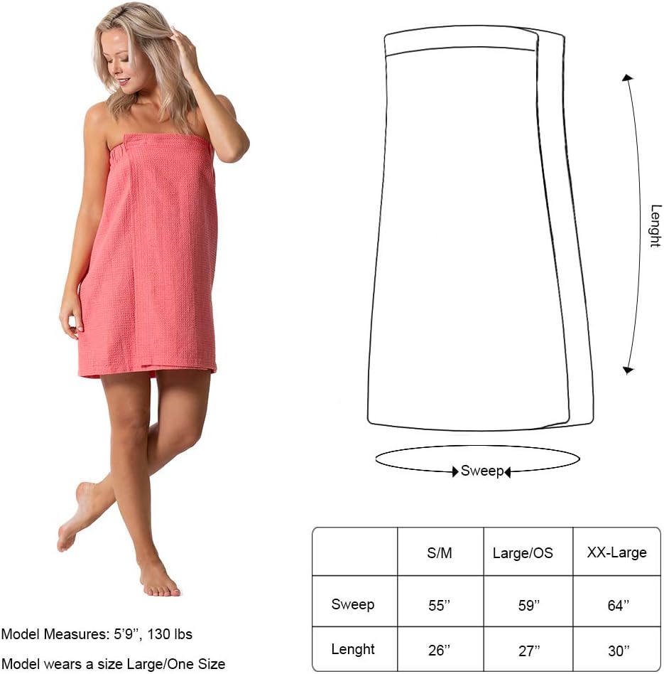 Turkish Linen Women's Waffle Spa Body Wrap - Adjustable Closure for Comfort