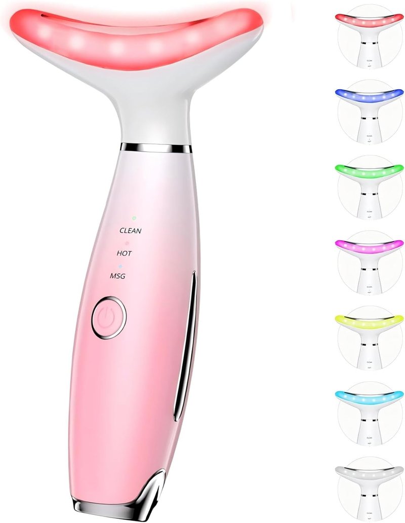 Dopsikn 7 Color Galvanic Machine - Red Light Therapy Face Massager for Wrinkles & Double Chin | Pink
