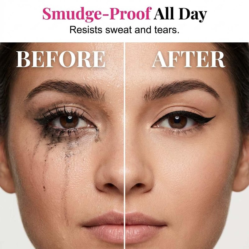GlossPluss Long Lasting Eyeliner, Waterproof Liquid Eyeliner Pen with Ultra-Fine Tip, Smudge-Proof Quick Drying Formula, Highly Pigmented Black Eye Liner for All-Day Wear (Black + Brwon)