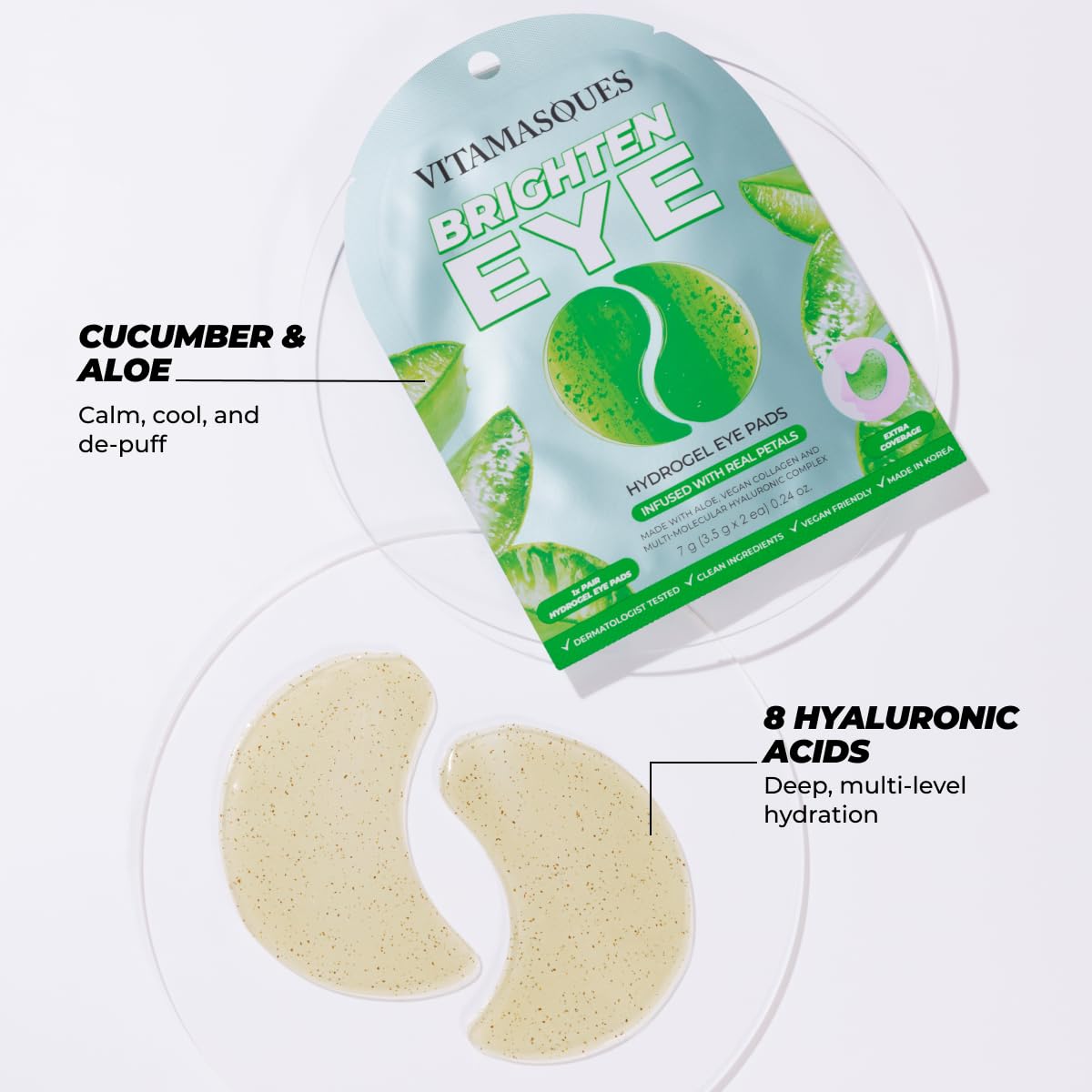 Vitamasques Hydrogel Eye Pads - Infused with Real Petals for Dark Circles & Puffy Eyes | Pack of 3