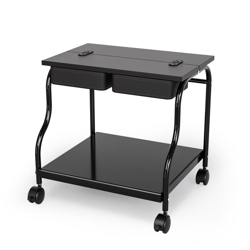 Beauty Salon Foot Bath Cart, Esthetician Trolley Cart with Lockable Wheels & Storage Shelves, Mobile Pedicure Spa Cart for Manicure Salon, Pedicure chair Stand Foot Rest, Black