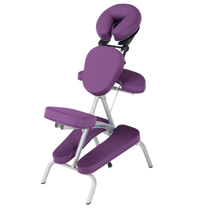 EarthLite Portable Massage Chair Package Vortex - Portable, Compact, Strong and Lightweight incl. Carry Case, Sternum Pad & Strap (15lbs), Amethyst