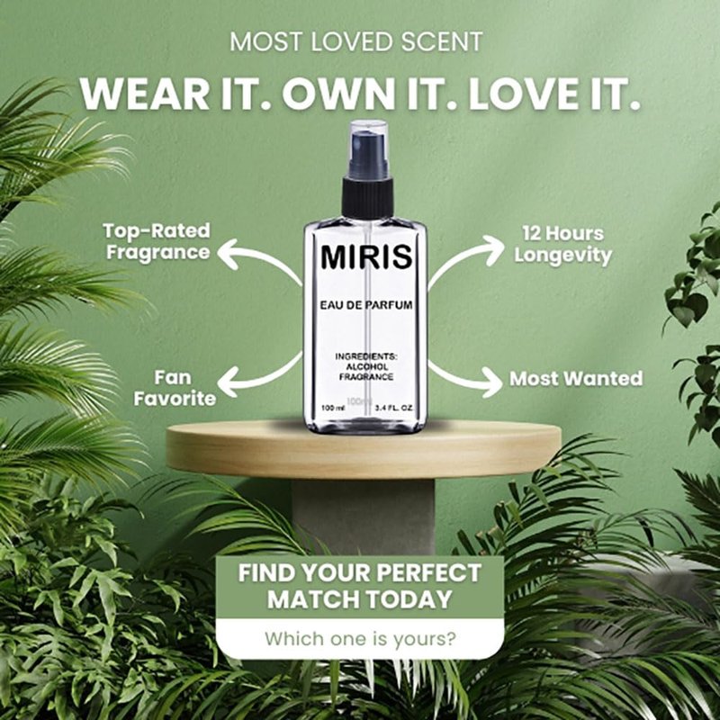 MIRIS No. 660823 Eau de Parfum for Men - Inspired by Black Aoud, Long-Lasting Spray, 3.4 Fl Oz