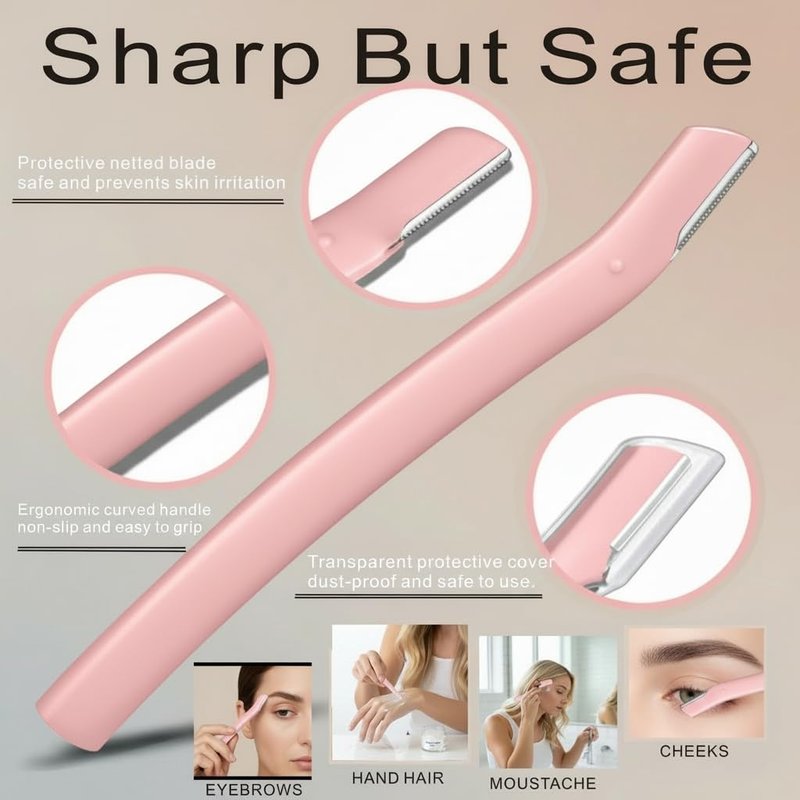MIQUENYA 8 Pcs Eyebrow Kit, with Small Eyebrow Scissors with Comb,Eyebrow Razor Kit, Eyebrow Tweezers, Stainless Steel Nose Hair Scissors, Double-ended eyebrow Brush,Travel Size or Home, Gifts, Pink