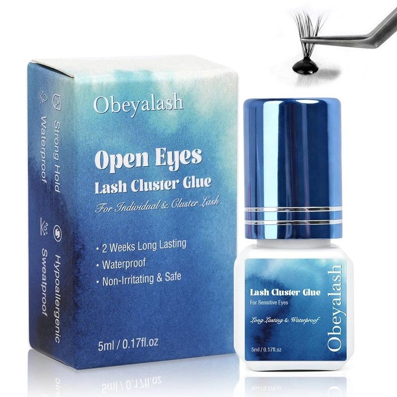 Sensitive Cluster Lash Glue Waterproof – Obeyalash Open Eyes DIY Lash Cluster Glue Strong Hold Eyelash Adhesive for Individual Eyelashes, 2 Week Long Lasting Waterproof for Beginner Friendly(1)