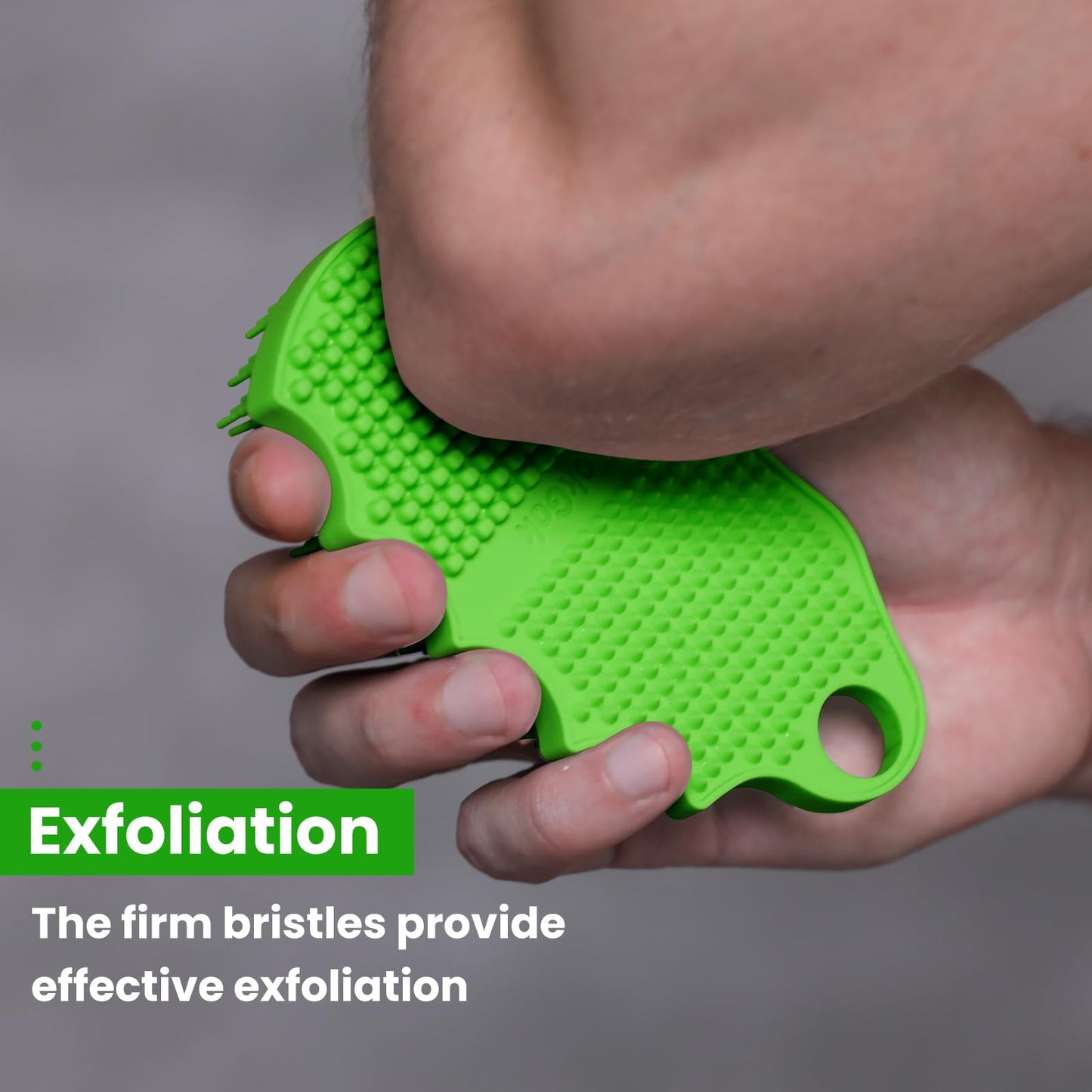 iTokGok Silicone Body Scrubber Silver-Infused Dual-Sided 3-in-1 for Shower, Body Cleaning+Massage+Exfoliator Body Brush Buffer for Men and Women, Silicone Loofah, Non-Slip Handle (Green)