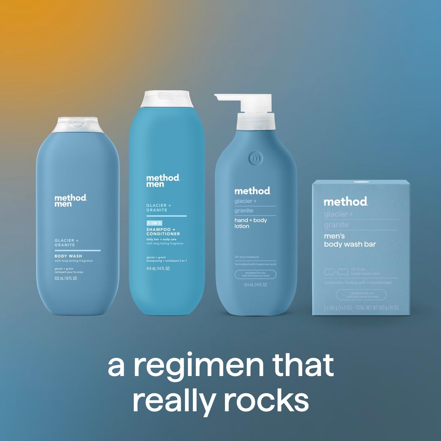 Method Men Body Wash, Glacier and Granite, Paraben and Phthalate Free, Quick-Lathering Cleansers, Cruelty Free, 18 oz (Pack of 1)